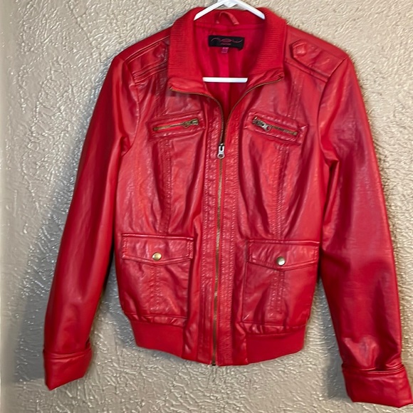 Jackets & Blazers - Red vegan leather jacket